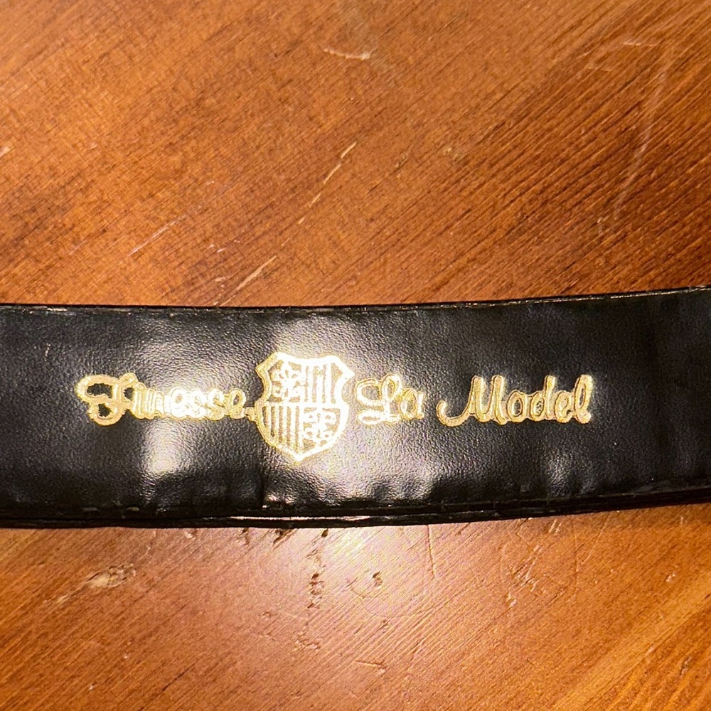 Vintage Finesse la model genuine lizard skin Black adjustable Belt horse shoe - Picture 4 of 6